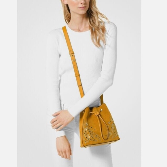 Michael Kors Cary Marigold SM Bucket Bag Leather Suede - Picture 2 of 16